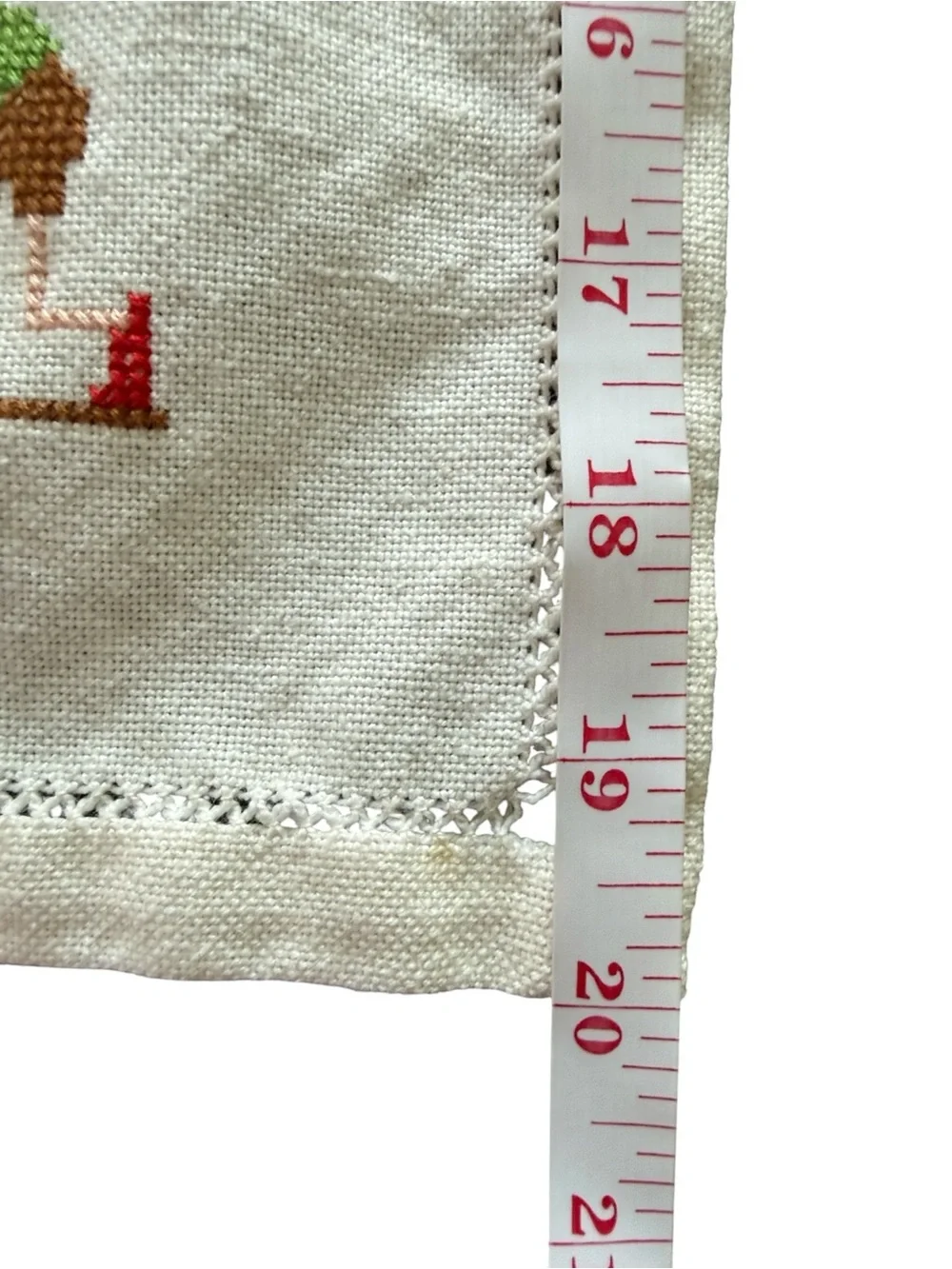 Vintage Hand Embroidered Children’s Playtime Textile/Café Curtain 29.5”x20”